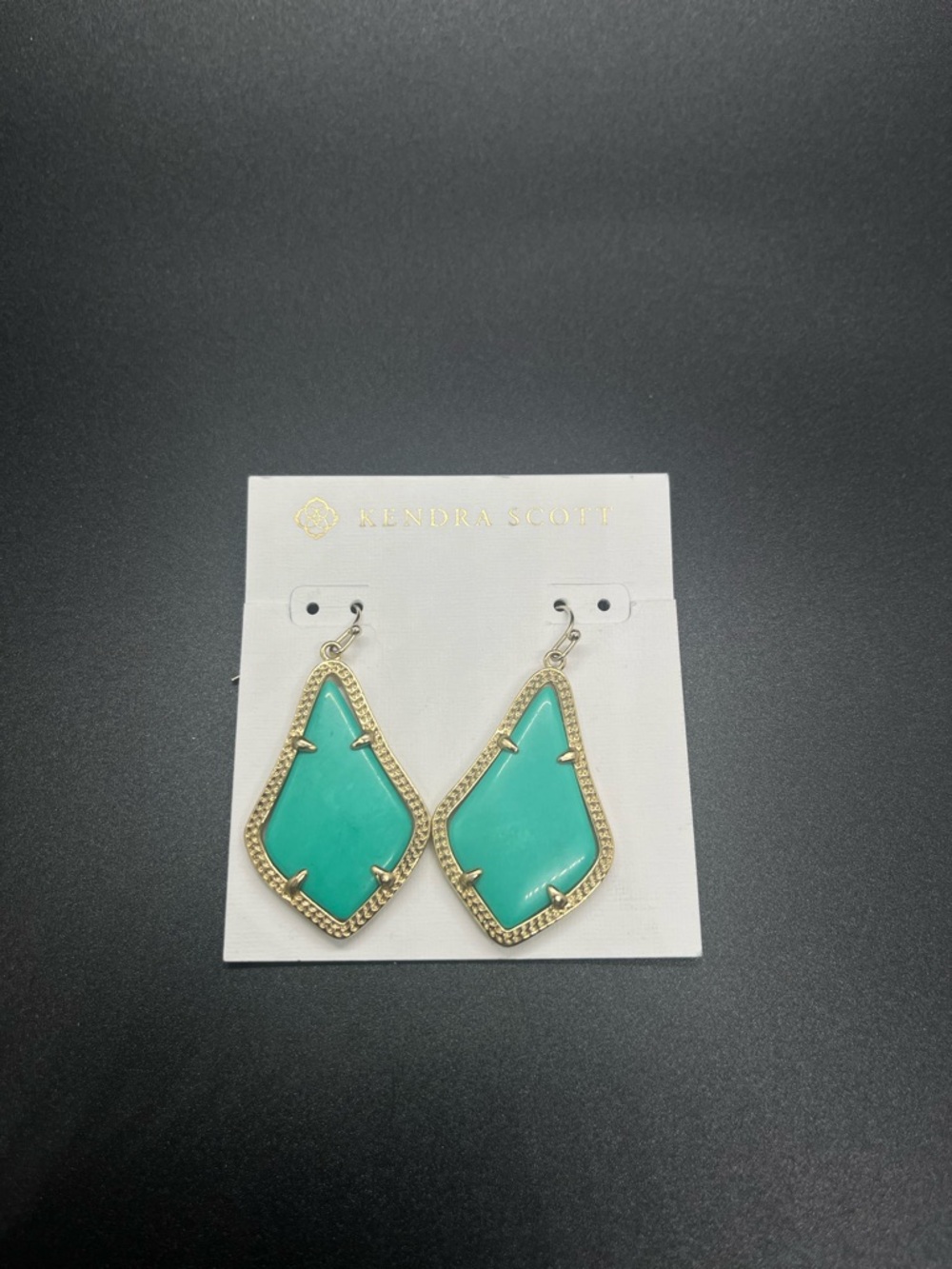 Kendra Scott Turquoise Gold Kite-Shaped Drop Earrings